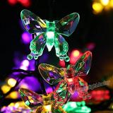 Multicolor  15.74ft 20 LED 8 Modes  Butterfly Solar String Lights, Waterproof Fairy Lighting Indoor/Outdoor Landscape Decoration for Garden, Patio, Wedding, Party and Christmas,Item Code:20B8MUSO