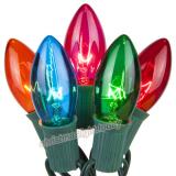 Premium  25 C9 Transparent Twinkle Multicolor Christmas Lights,Green Wire,Item Code:25C9TTMG