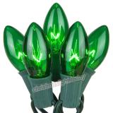 Premium  25 C9 Transparent Green Christmas Lights,Green Wire,Item Code:25C9TGNG