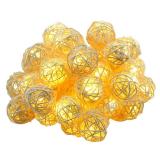 20 Lights Globe 1.6 inch Natural Rattan Balls Warm White  String Light,Item Code:20MRBWBA