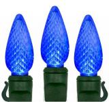 C9 LED Blue Christmas Lights with Faceted , Spacing8