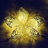 12 LED 12ft/ 3.7m Solar Powered Tree Leaf String Lights Metal Ornament Lights for Party, Indoor Outdoor Christmas,Item Code:12MLWWSO