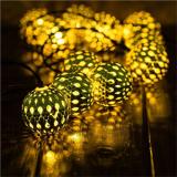 30 LED 10.5ft Gold Moroccan Waterproof Outdoor Warm White Solar String Lights for Fairy Garden,Christmas Tree,Item Code:30GMWWSO