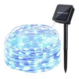 26ft 120LED Waterproof Blue Copper Wire Solar Christmas Lights , Decorative Lights Dimmable, Black Friday Fairy Lights for Patio, Lawn, Garden, Pergola, Party, Café, Bar, Christmas Decorations Item Code:120CBLSO
