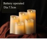 5pcs/lot  dia 7.5cm Battery Operated LED Candle Bright Light Flameless LED Candle Set with Hight Quality Church and Home Decor Lighting and Wedding Decoration Item Code:75CDWWBA